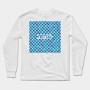 Blue Mermaid Scales Long Sleeve T-Shirt